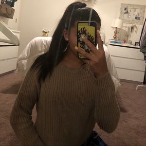 cropped tan sweater